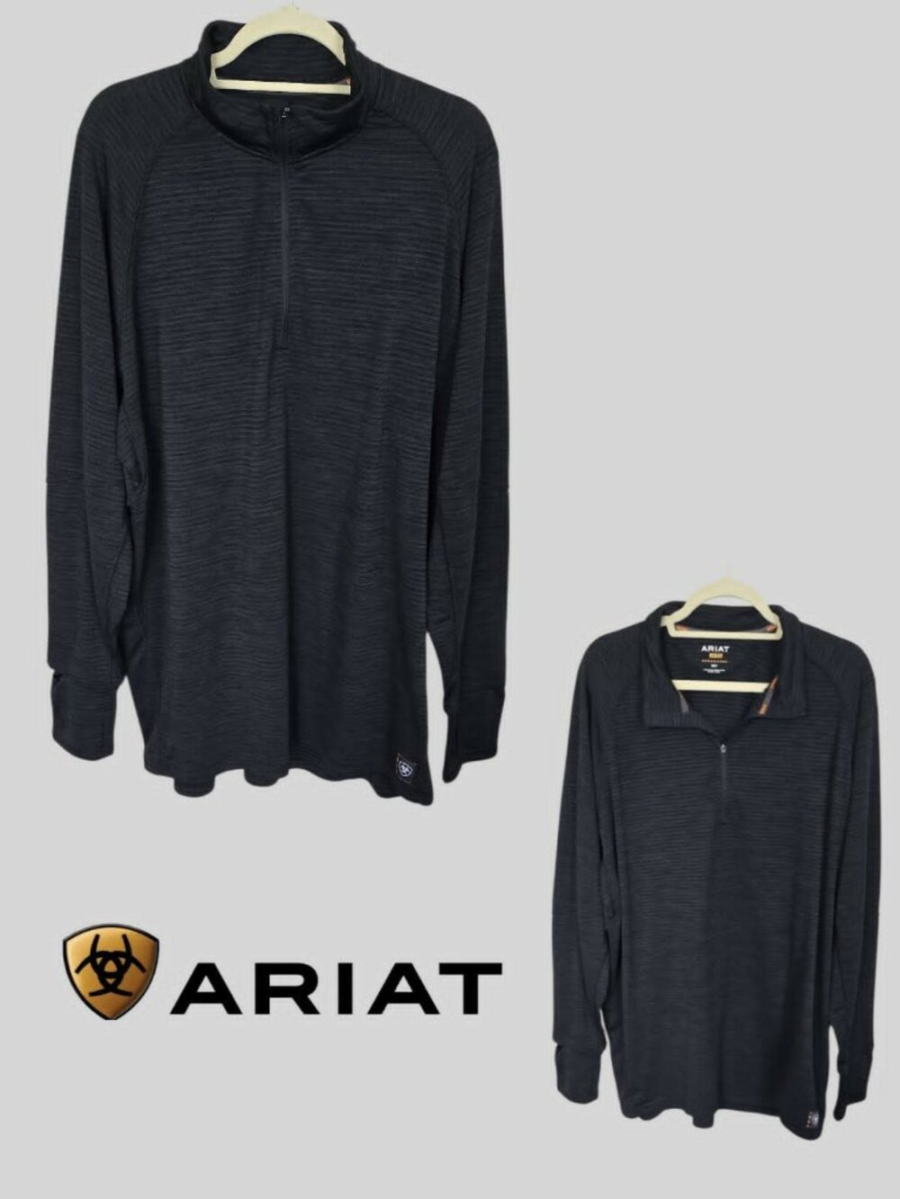 ARIAT Rebar Gridwork Pullover Longsleeve Thumbholes on a Hanger Shirt  Mens XXLT